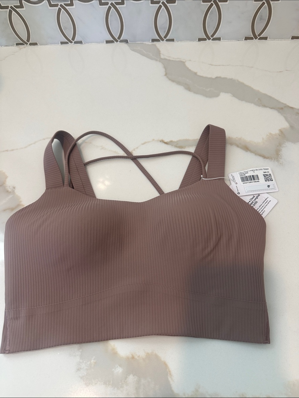 Lululemon Like a Cloud Ribbed Longline Bra D/DD Cup Ashen Rose size 6 NW